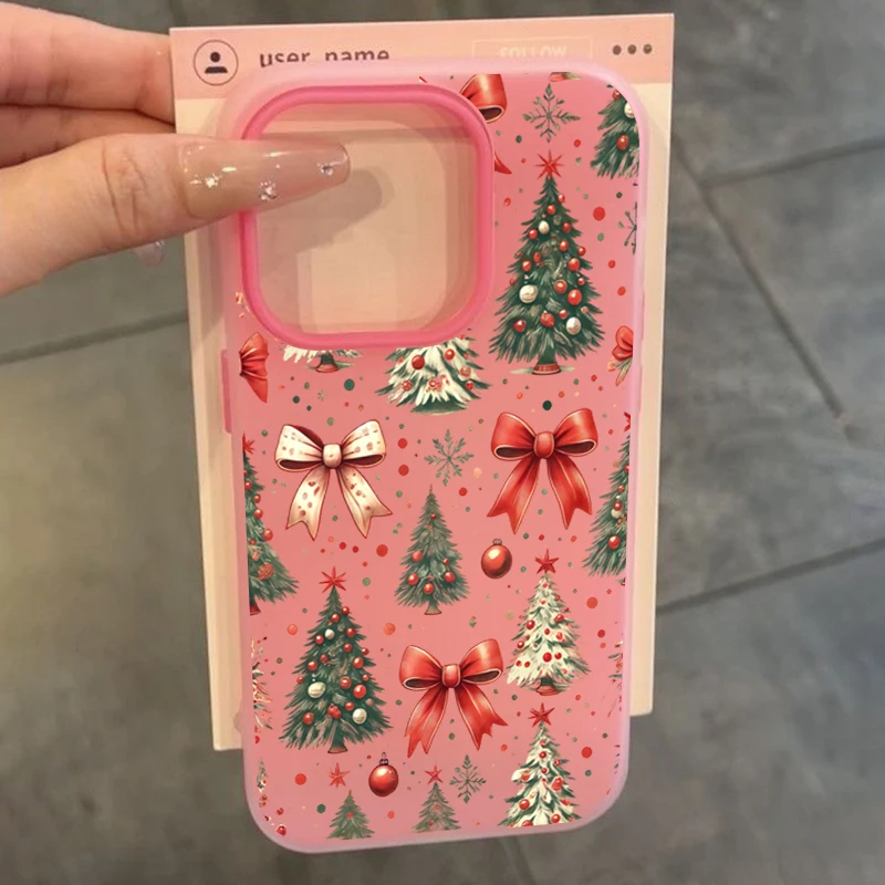 Funda de teléfono con diseño de lazo rojo y árbol de Navidad para Xiaomi Poco X5 X6 X7 5G M6 Pro 4G 2 en 1 cubierta de gelatina mate 2 en 1 a prueba de golpes