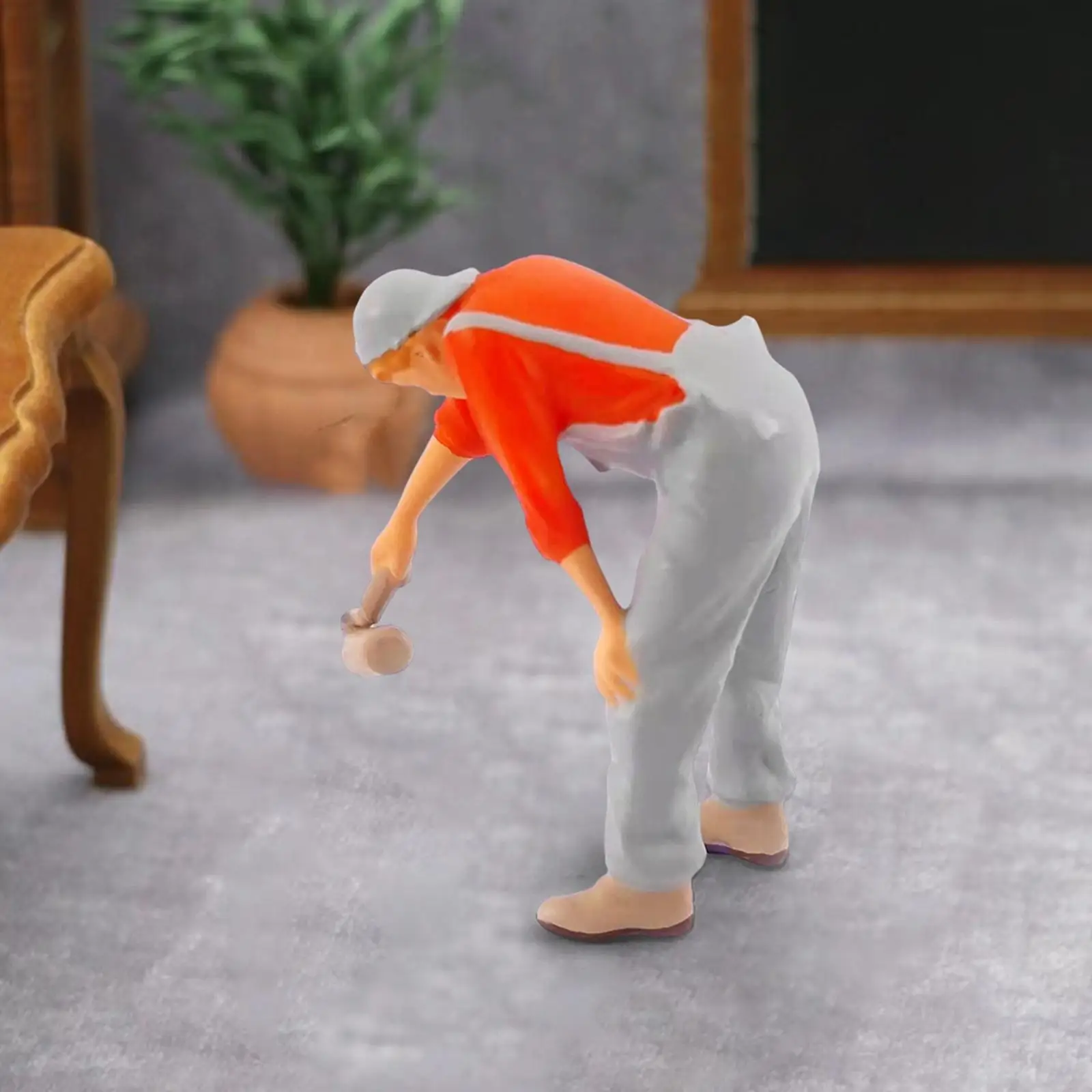 2x handgeschilderde 1:87 miniatuur mensen beeldjes, kleine mensen schilder mensen speelgoed desktop decor voor micro landschap tafel scène