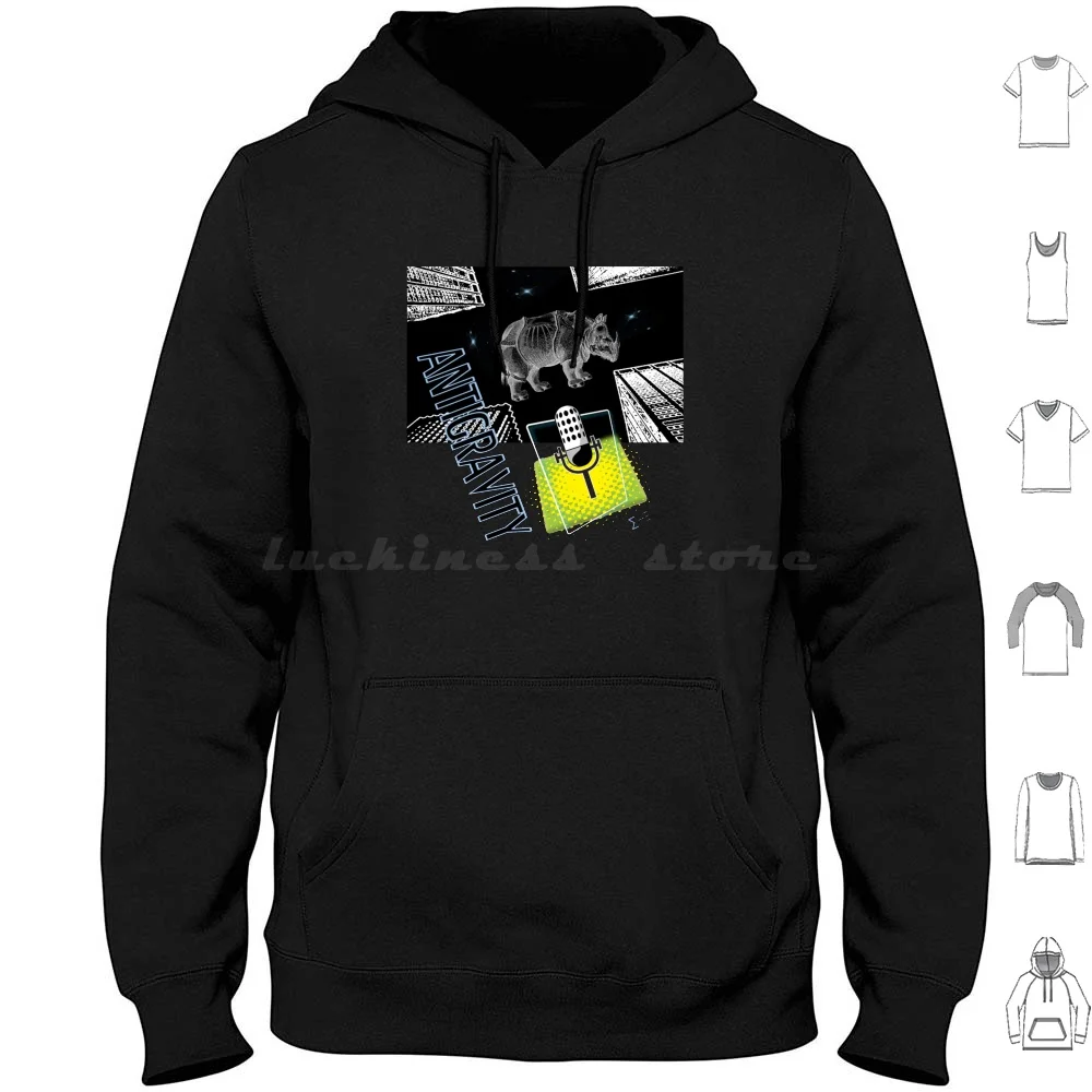 Antigravity Hoodies Long Sleeve Rhinoceros Skyscraper Stars Space Microphone Animal Animals Music Groups Culture