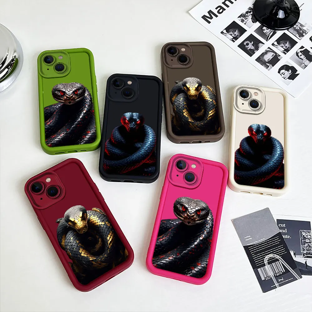 Golden Black Mamba Snake Animal Phone Case For Samsung Galaxy S24Ultra S23 S22 S21 S20 Plus Fe Note 20 Ultra 5G Shockproof Cover