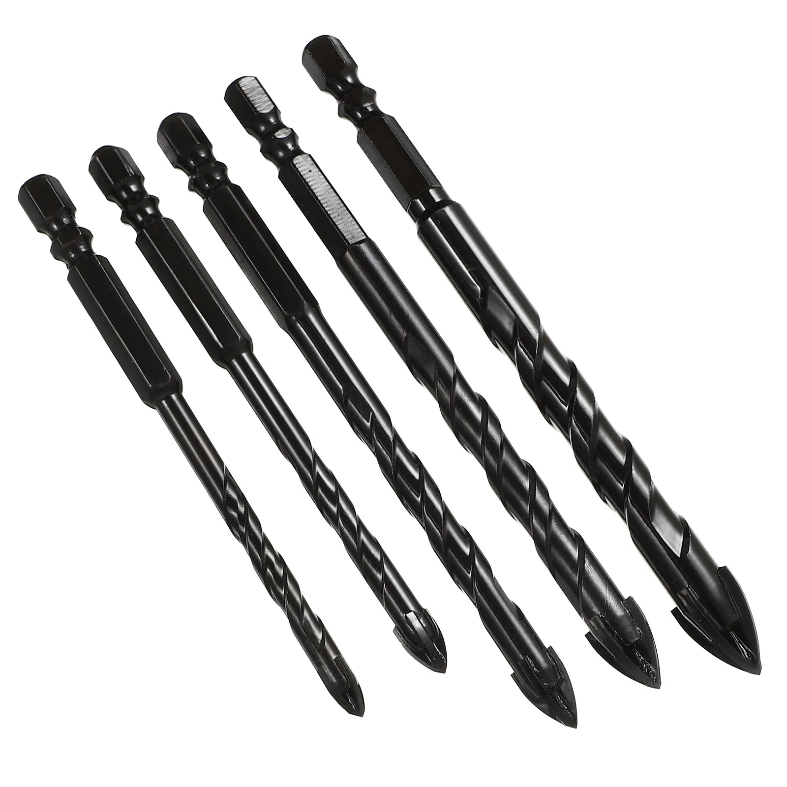 

5Pcs Premium Carbide-Tipped Steel Drill Bit Set for Concrete Tile Brick Ceramic Glass Plastic Wood High Hardness Materials