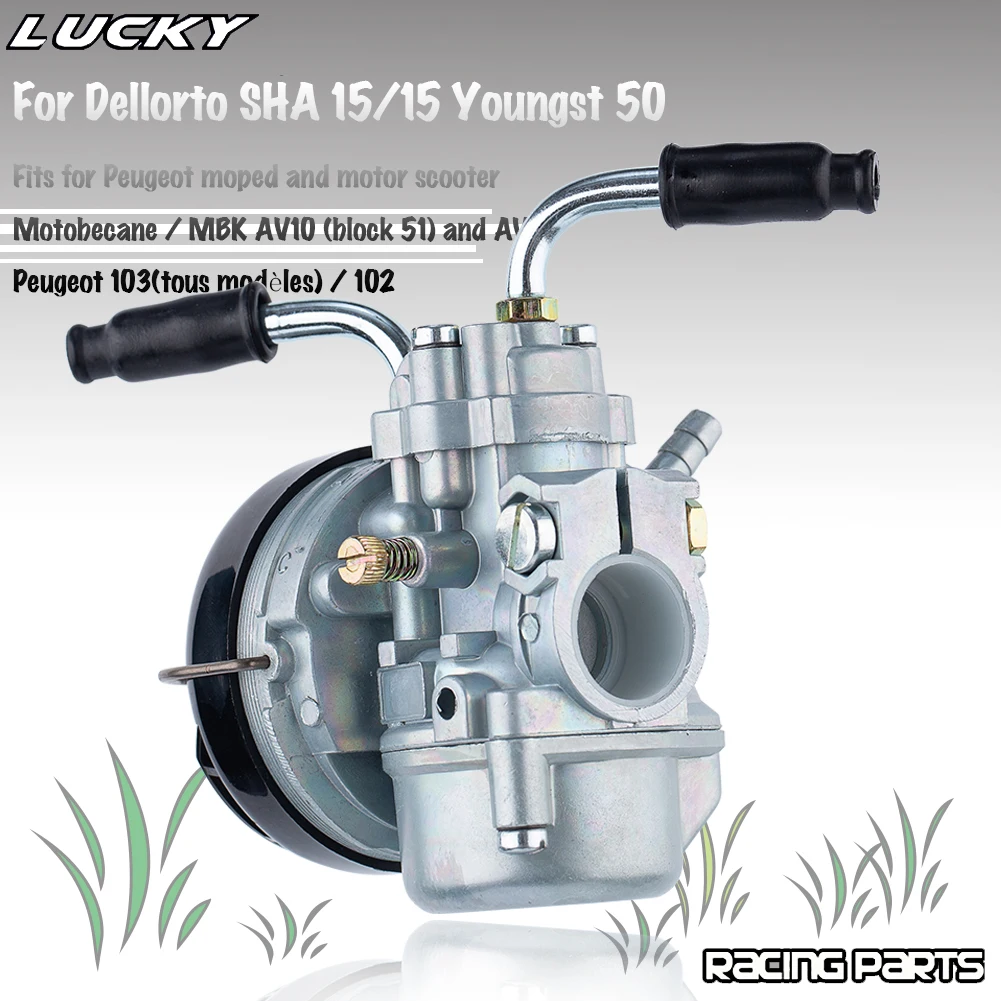 15mm Carburetor For Dellorto SHA 15/15 Bing Vergaser Carb Peugeot 103 MBK 51 AV10 AV7 2 Stroke Moped Motor Scooter Mini Bike