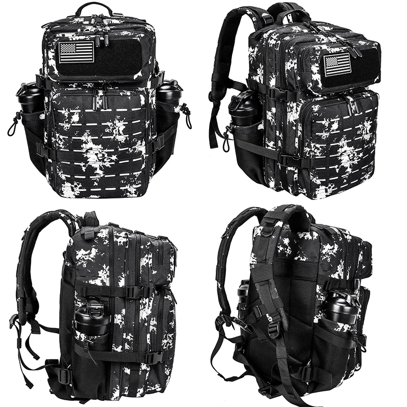 LHI 45L Tactical Backpack for Men Women Hinking Camping Climbing Explore Bag Sports Travel 3 Day Rucksack with Bottle Holder