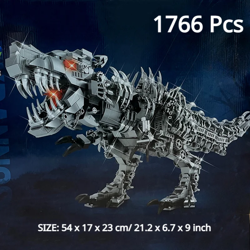 Ultimate T-Rex Dinosaur Building Blocks Set - 1766pcs, Gray ABS Construction Toy for Adult Collectors, Holiday Gift,