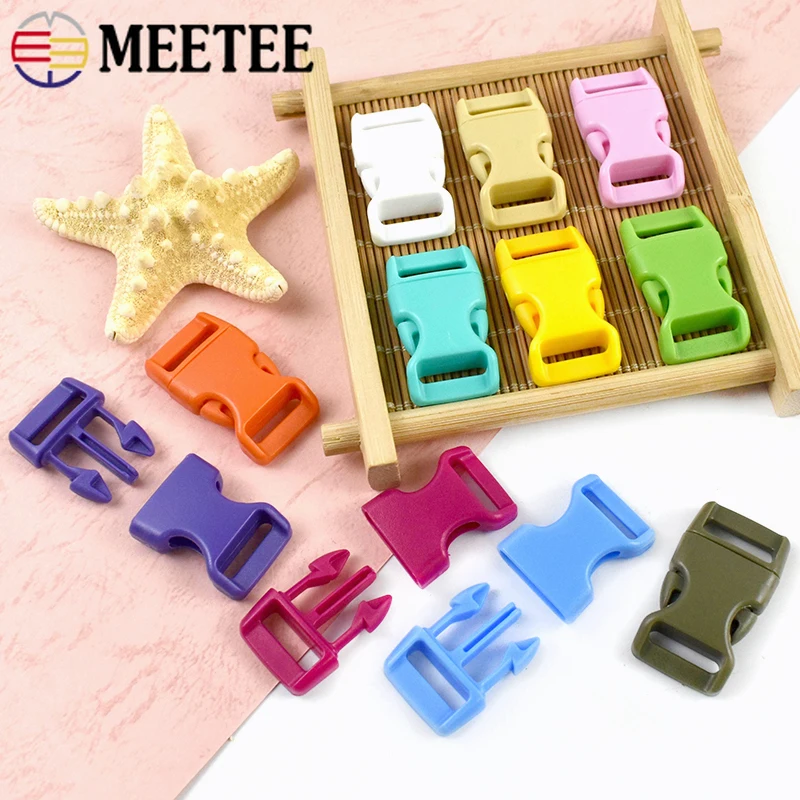 

20/50Pcs 10/15mm Colored Plastic Release Buckles Dog Collar Quick Closure Clips Bag Strap Backpack Side Adjust Clasp Accessories