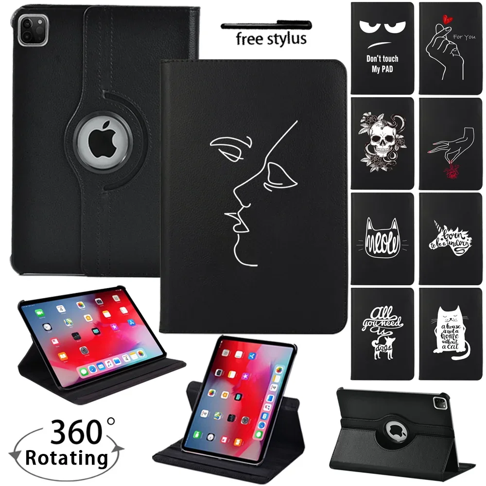 

For Apple Ipad Air 1/2 9.7"/ Air 3 10.5"/ Air 4/Air 5 10.9" 360 Degree Rotating Stand PU Leather Tablet Cover Case with Wake-up