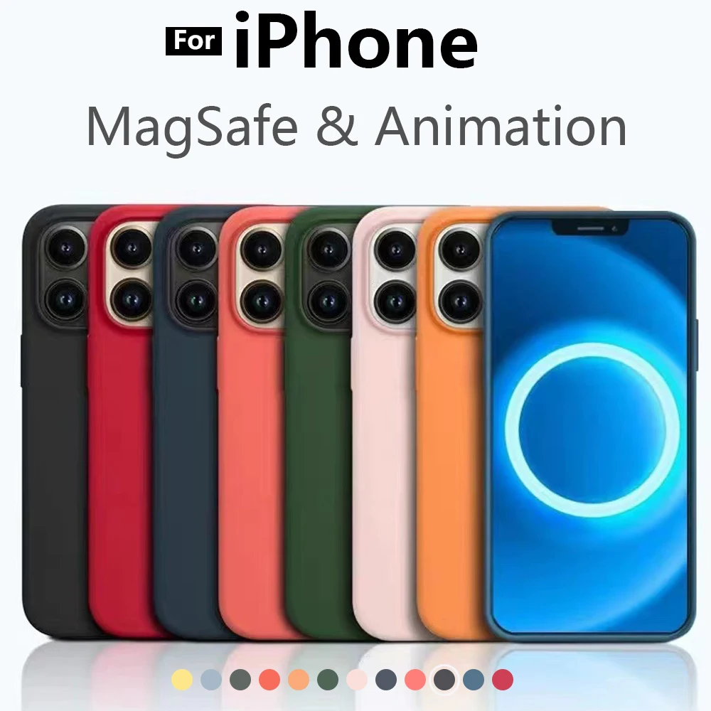 Original For Apple Magsafe Liquid Silicone Magnetic Case For iPhone 14 12 13 Pro Max Mini Cases Wireless Charging Full Cover