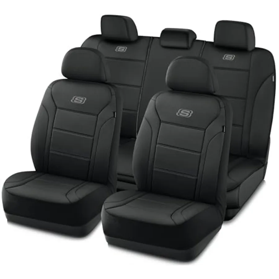 

Memory Foam Car Seat Covers Lycra Fabric Seat Covers Black Airbag Compatible Full Sets Automotive Comfort Protection for Most C