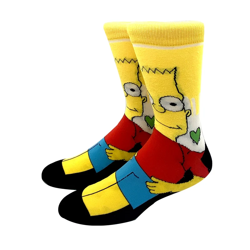 Calcetines Unisex de algodón con dibujos animados para hombre y mujer, medias de tubo medio con diseño de Los Simpsons, estilo Harajuku, para