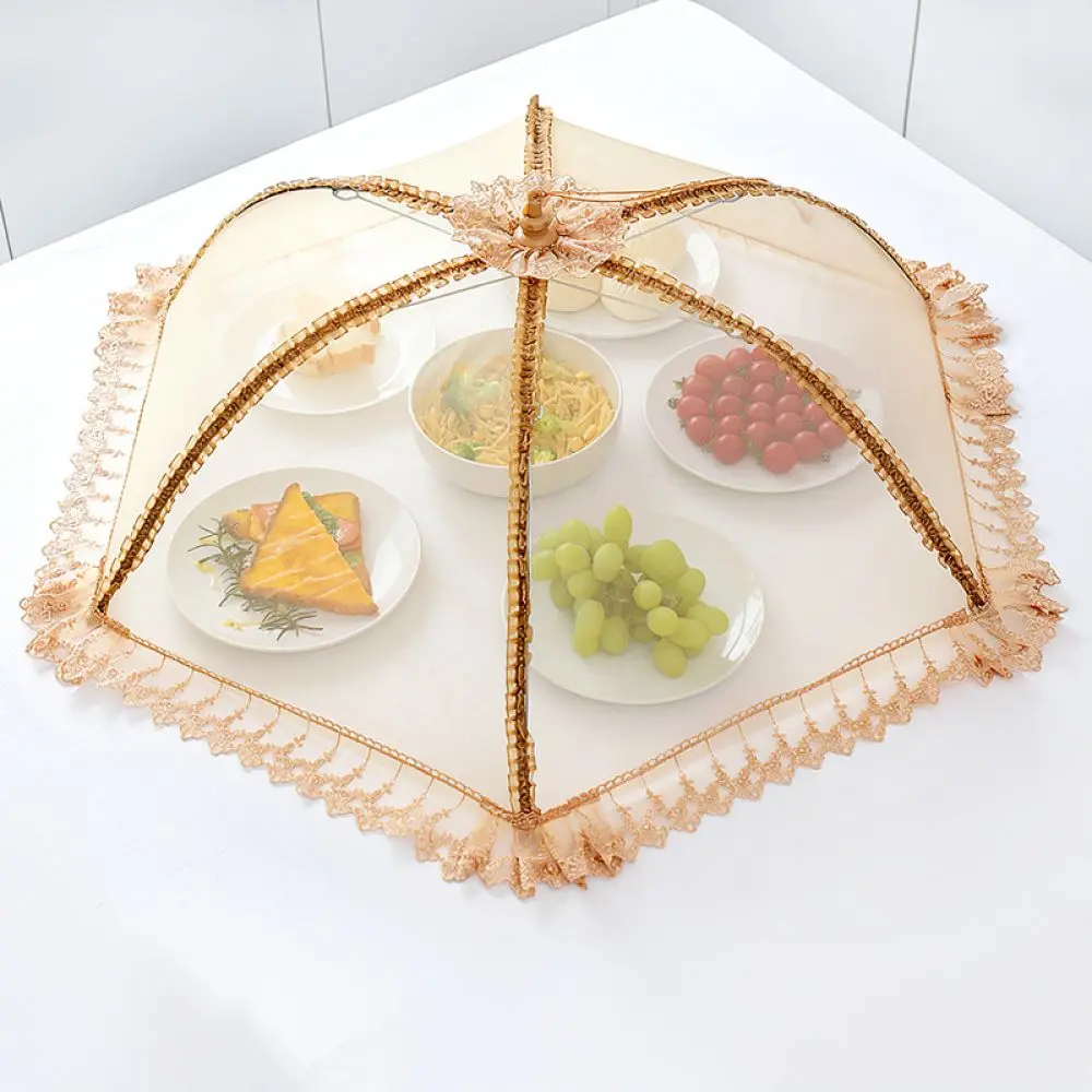 Foldable Kitchen Food Cover Net Mesh Protector Dustproof Dining Table Umbrella Decorative Lace Screen Kitchen Aid