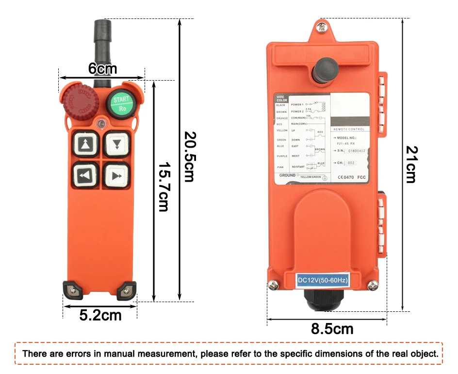 F21-4S 110V 12V 24V 220V 380V Industrial Wireless Radio remote controller crane switch pressure reset radio control crane switch