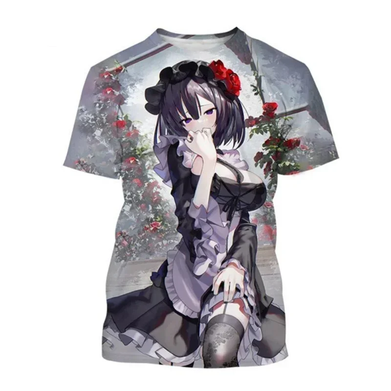 Fashion Anime Girl Graphic T Shirts For Men Summer Trendy Short Sleeve 3D Pritned O Neck T-shirts Loose Streetwear Harajuku Tees