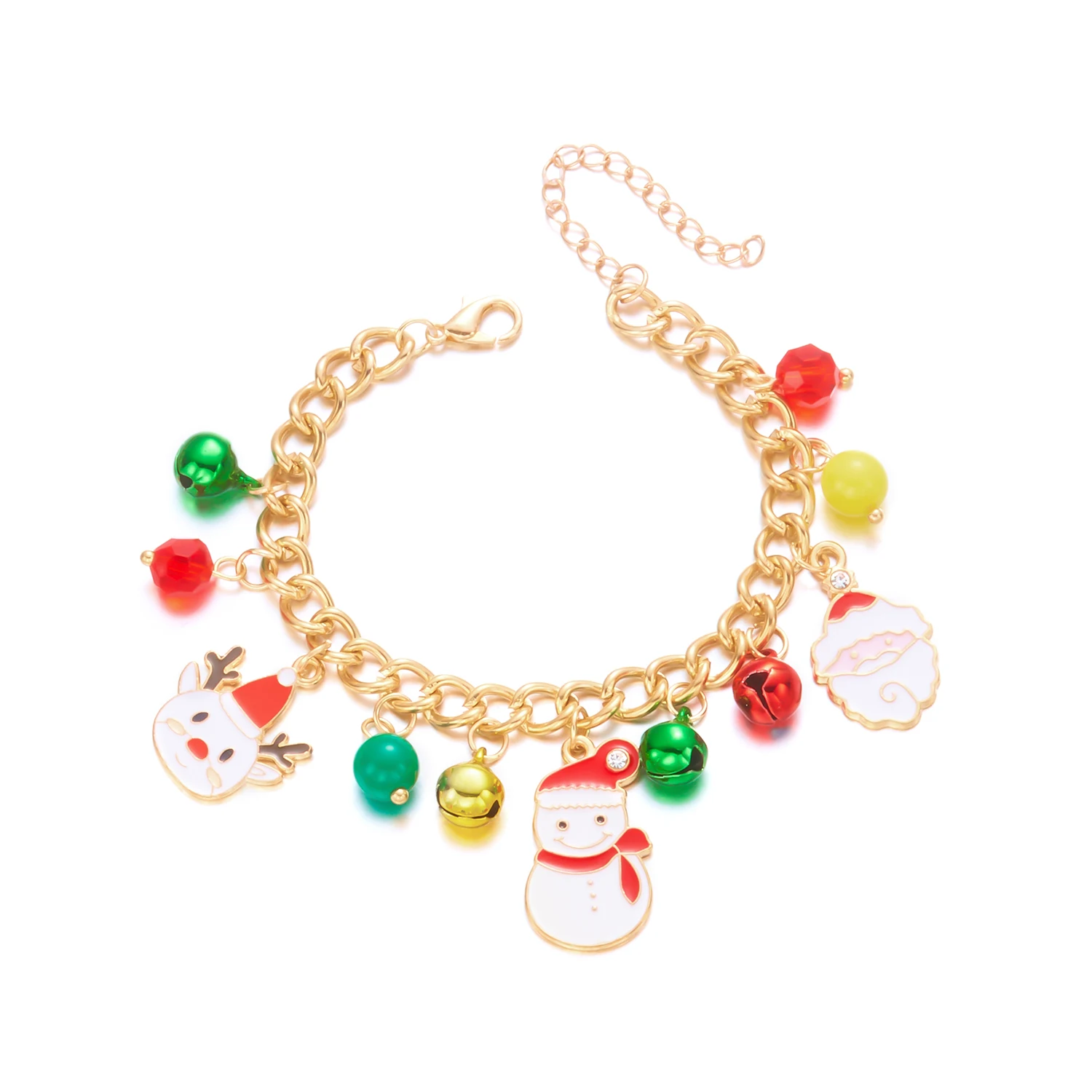 Kreative Weihnachtselemente Metallkette Armbänder für Frauen Männer Weihnachtsmann Baum Elch Schneemann Anhänger Halskette Festival Schmuck – Detail 10