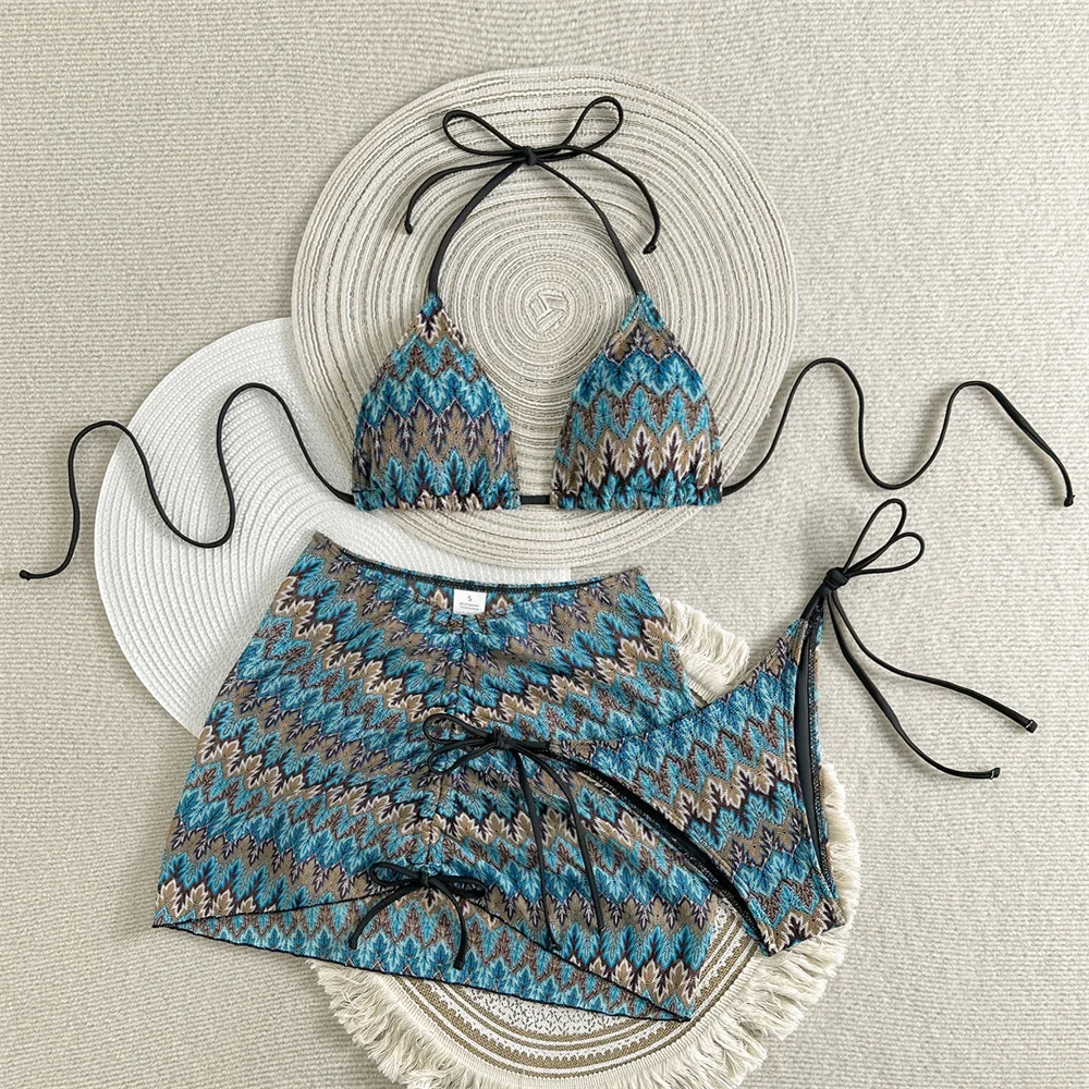 

Vintage Embroidery Bikini Lace String Swimsuit Beach Bathing Swiming Suit Women Backless Swimwear Skirt Vacation Outfits Bikinis