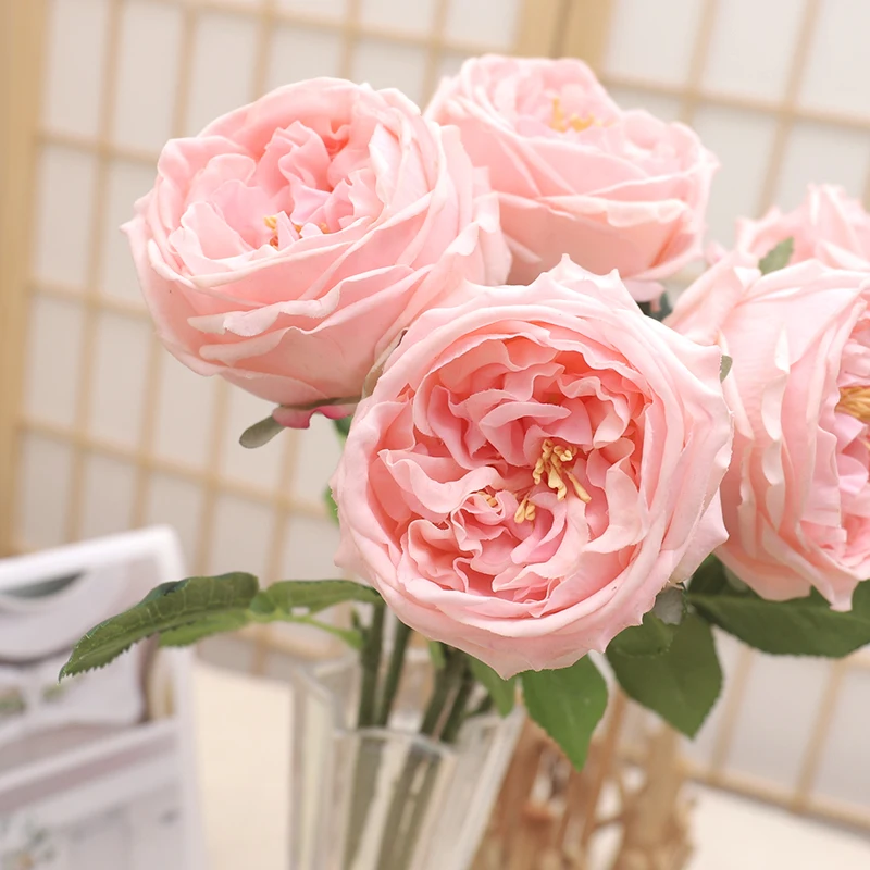 10CM Rose Real Touch Artificial Flowers Branch Wedding Home Christmas Vase Decoration Big Head Peony Long Branch Fake Plants