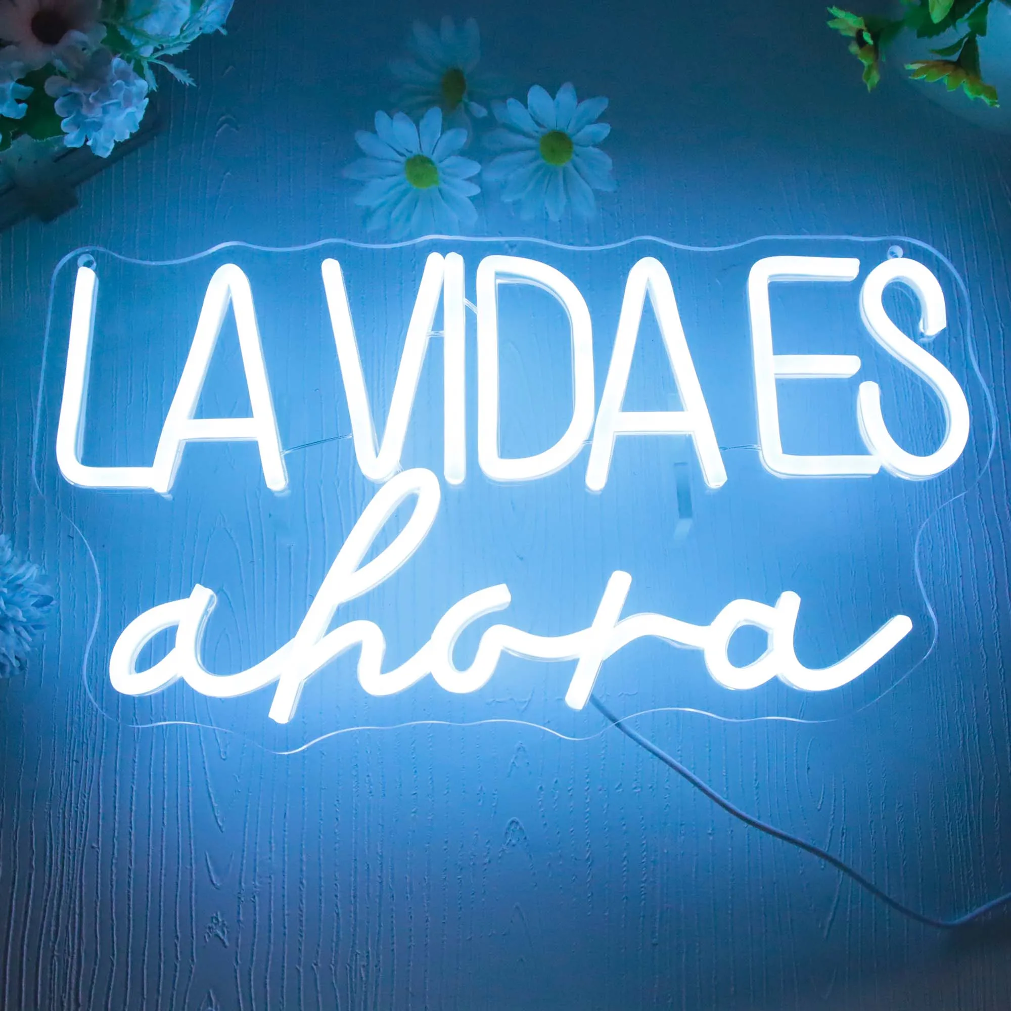 LA VIDA ES Ahora Neon Led Signs Neon Lights Led Lights Spanish Neon Sign Bedroom Room Decor Wall Hanging Sign Wedding Bar Party