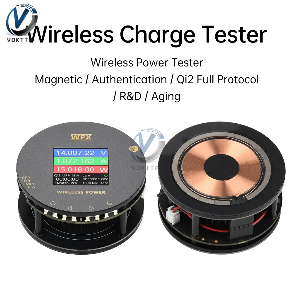 

1.54-inch LCD Display Smart Voltmeter Ammeter Power Meter Qi2 25W MPP Wireless Charging Tester USB Type-C Test Detector Monitor