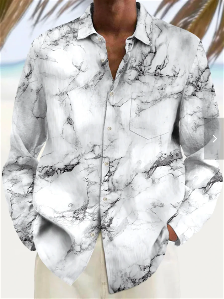 Fashionable and casual men's long sleeved shirt, button design, digital printing, casual and comfortable, fashionable dressing