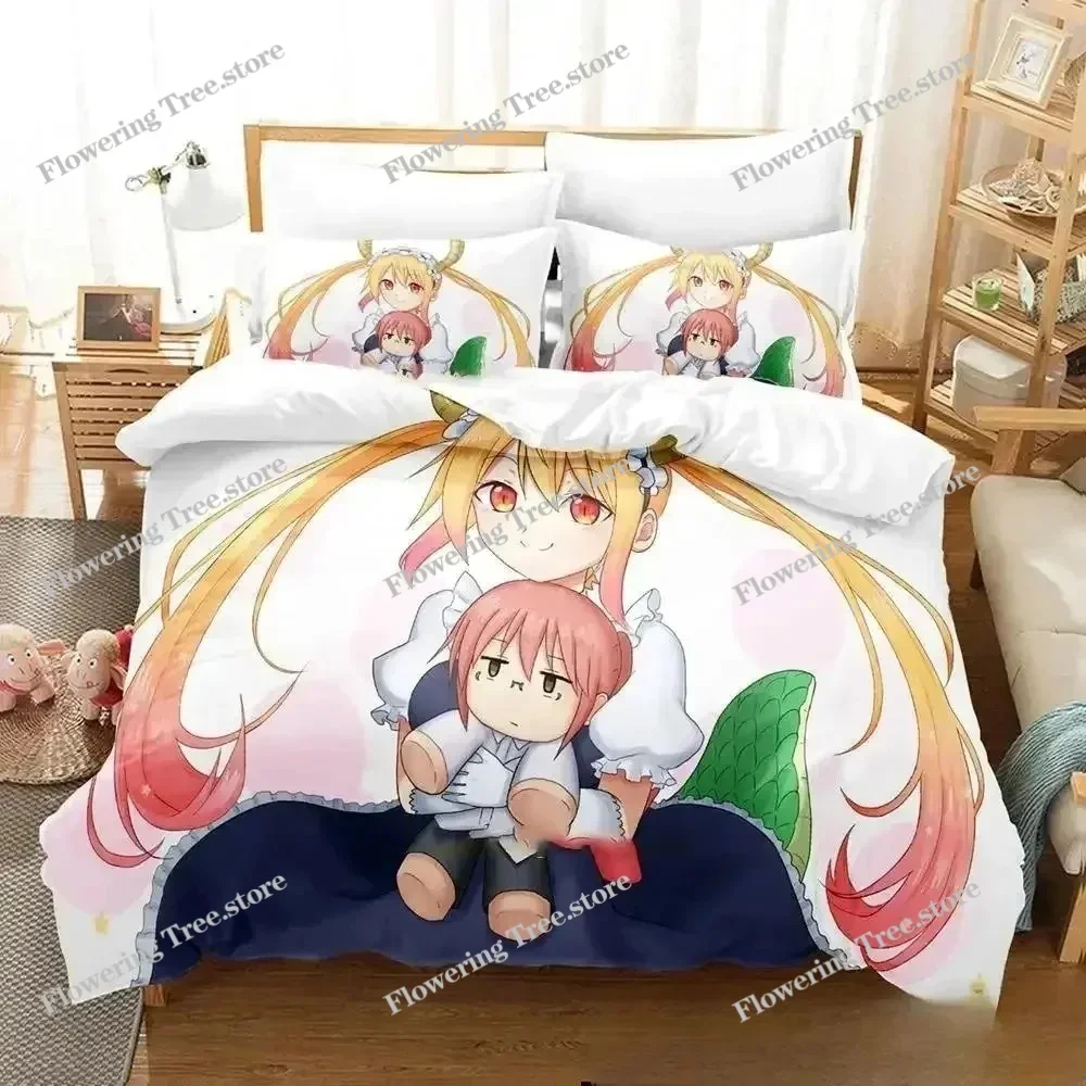 3DAnime Miss Kobayashi's Dragon Maid Bedding Set Duvet Cover Bed Set Quilt Cover Pillowcase C