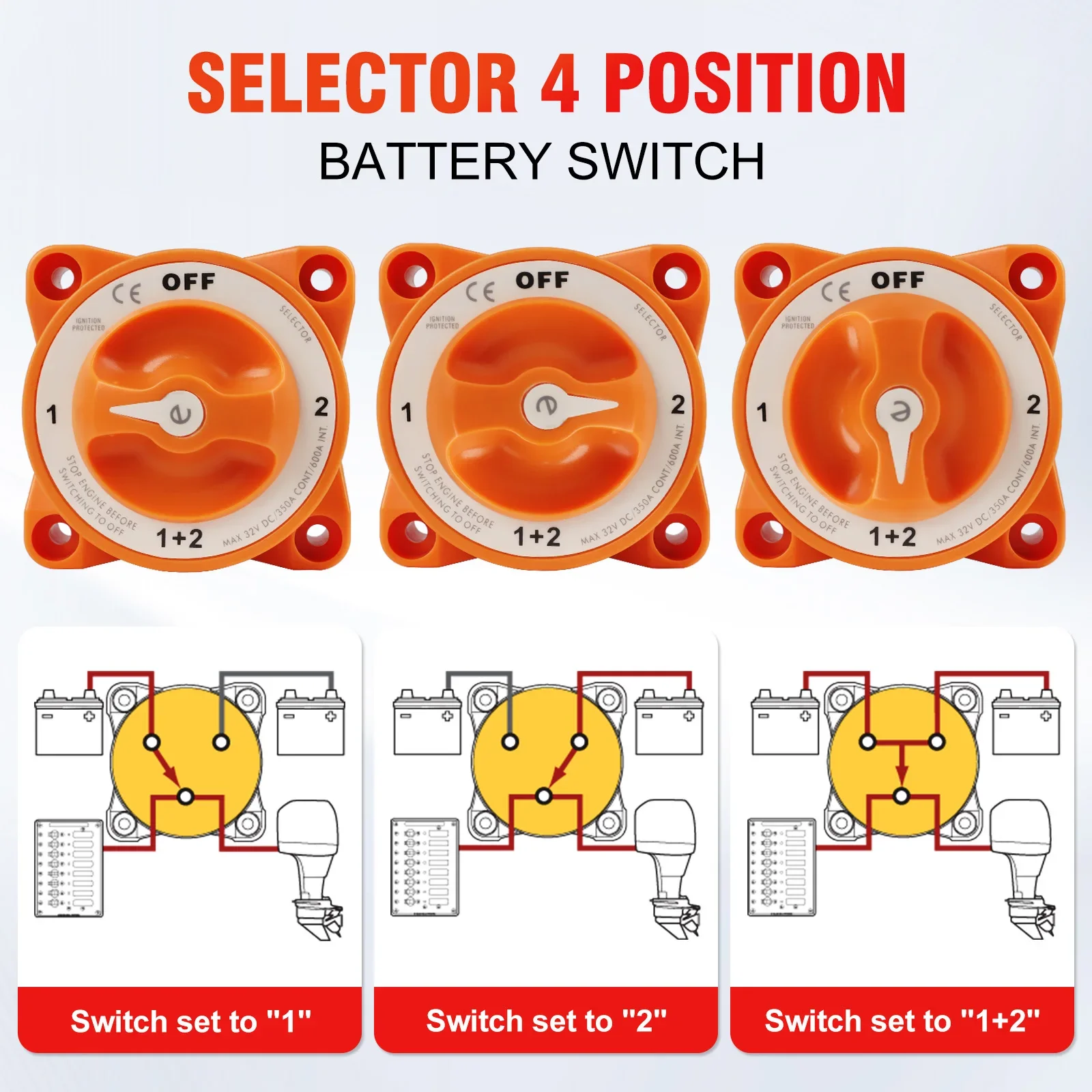 325A 32 فولت تيار مستمر 4 موقف المعزل قطع 9002E E-سلسلة البطارية مفتاح دوار محدد مع AFD ل مركبة بحرية سيارة شاحنة RV #5