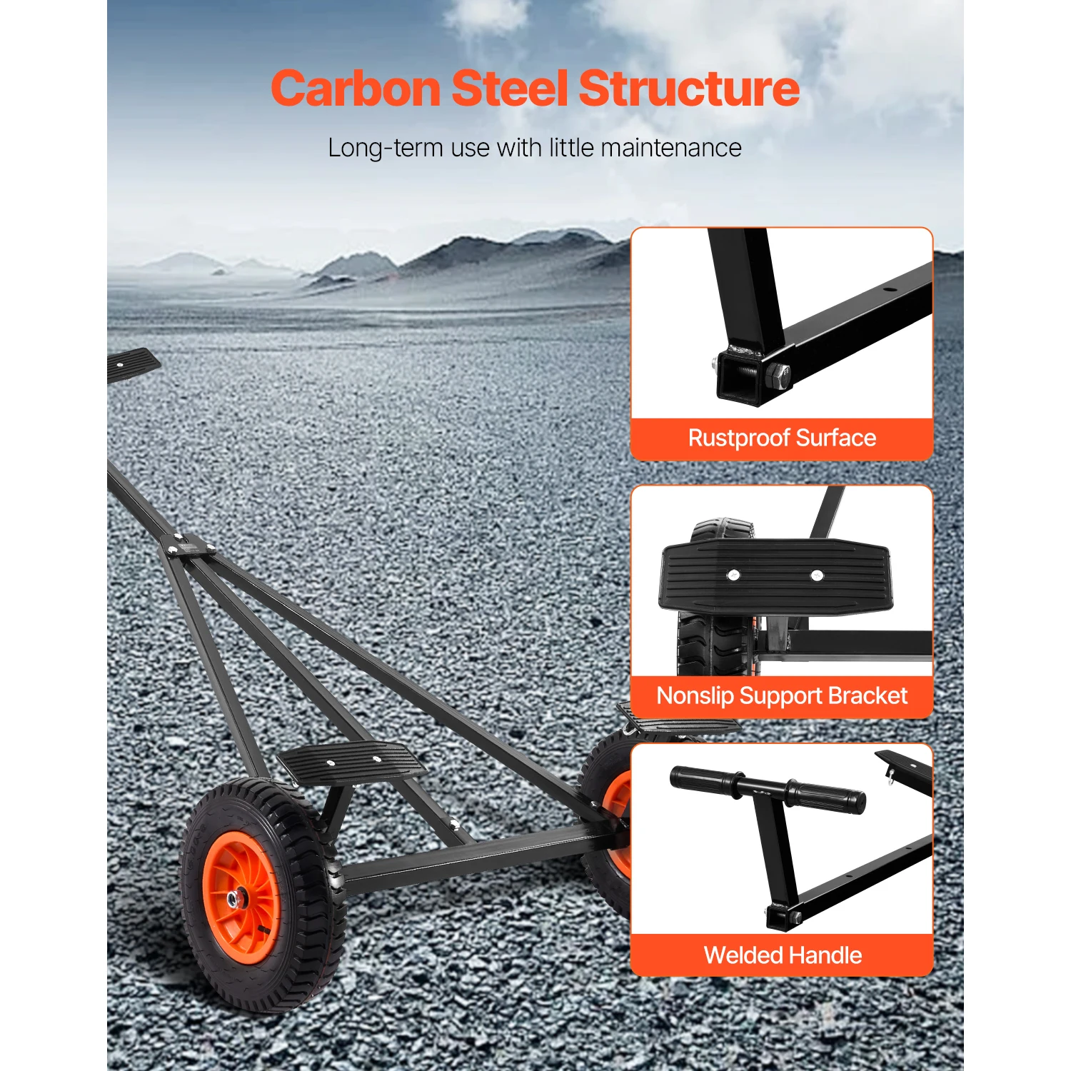 SucceBuy, remolque de barco de 420 libras, movimiento de Kayak de acero al carbono con neumáticos de 15,7 pulgadas y soporte para lancha motora de pesca móvil