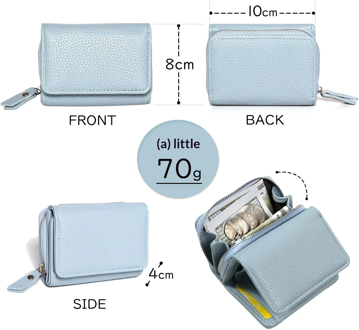 Pomelo Best Trifold Small Wallet For Women RFID Blocking Faux Leather Slim Card Holder With Zipper Coin