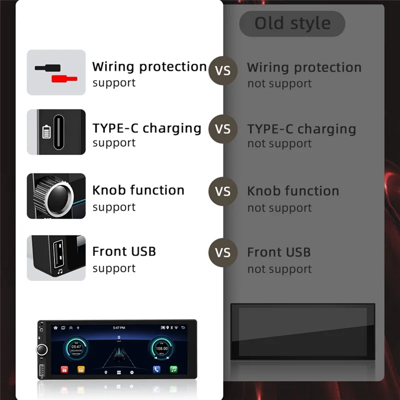 

A97I-Car 6.86 Inch 1 Din MP5 Player Bluetooth Portable Screen Navigation Display Wireless Carplay Android Auto Player 2+32G
