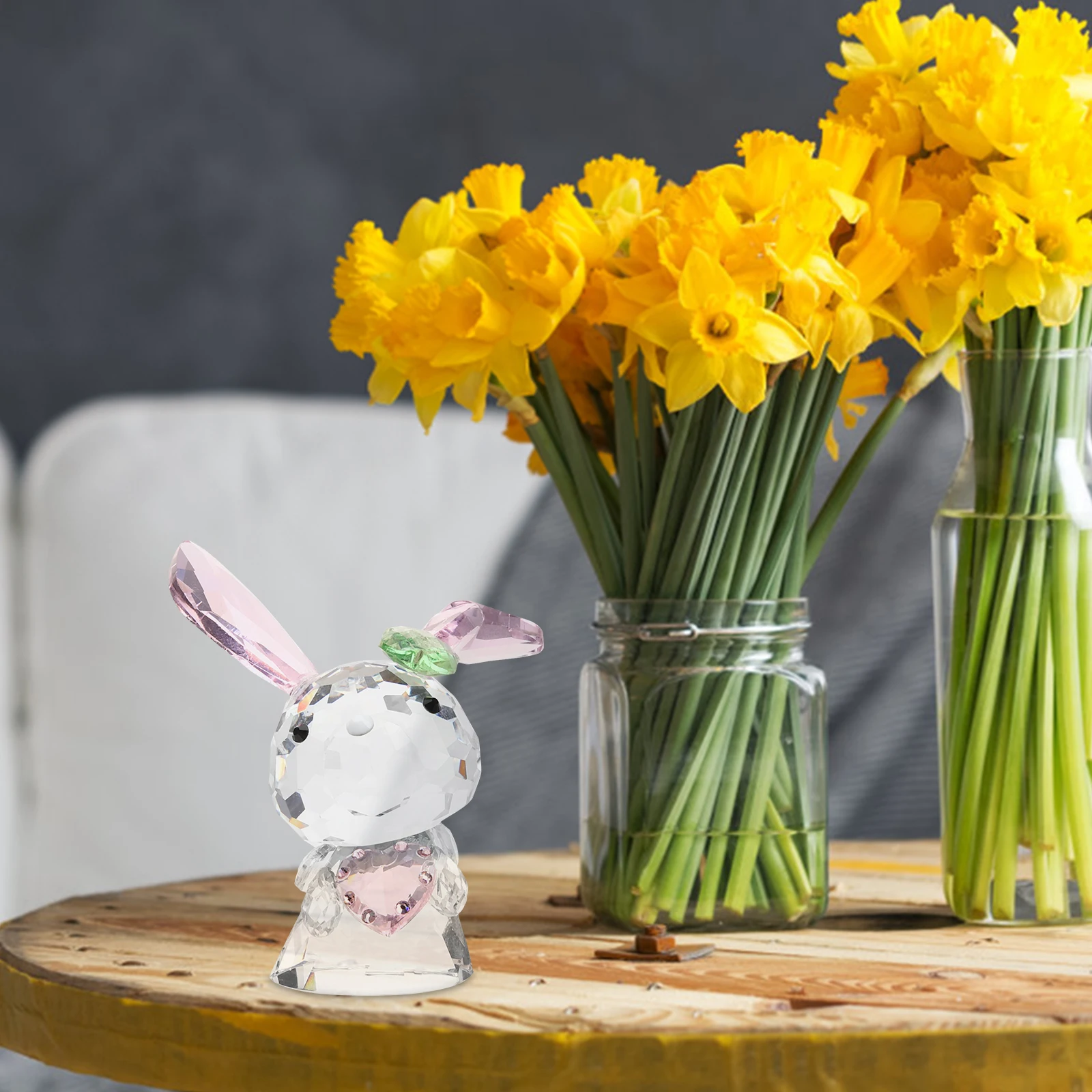 

Adornment Crystal Small Bunny Decor for Desktop Garden Lawn Balcony Decorative Rabbit Ornament Room Decor