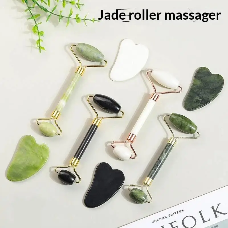 1/2PCS Natural Jade Roller Gua Sha Stone Massager Face Neck Body Eye Care Spa Lifting Tools.