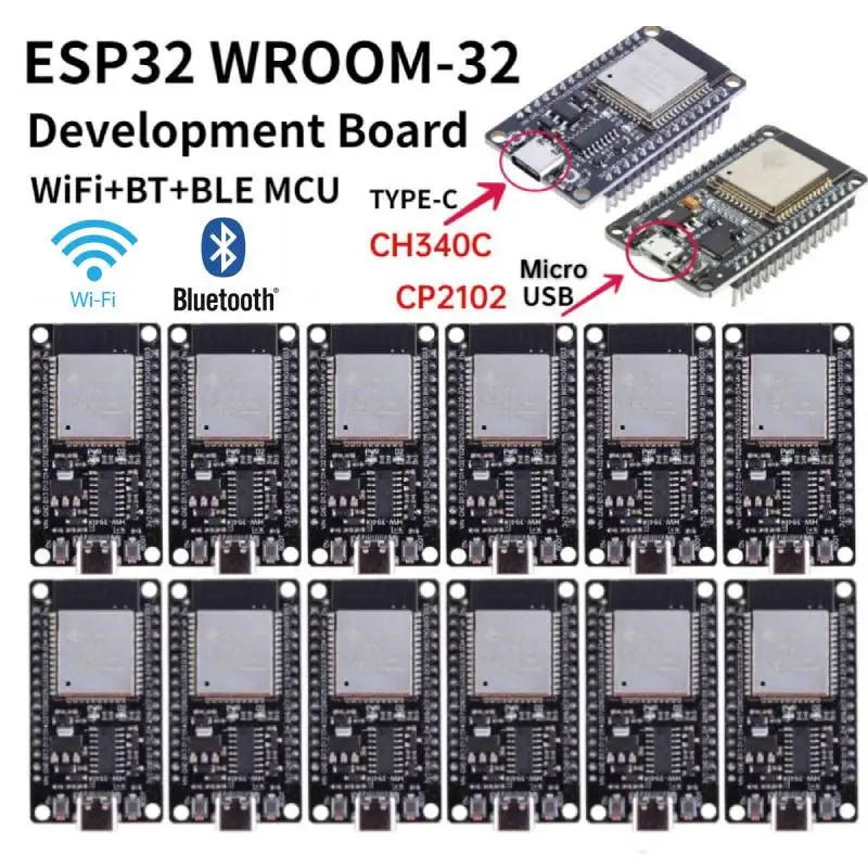 Placa de Desarrollo ESP32 WROOM-32 ESP32-S, Compatible con WiFi+Bluetooth, IOT TIPO-C, ESP32 de 30 Pines, Módulo de Desarrollo ESP32 Nodemcu