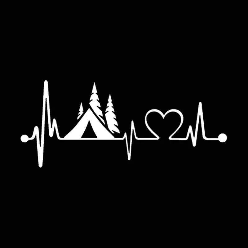 Tent Camper Heartbeat Lifeline Monitor Camping Car Sticker Waterproof Decal Vinyl for BMW RV Truck ,20cm*8cm