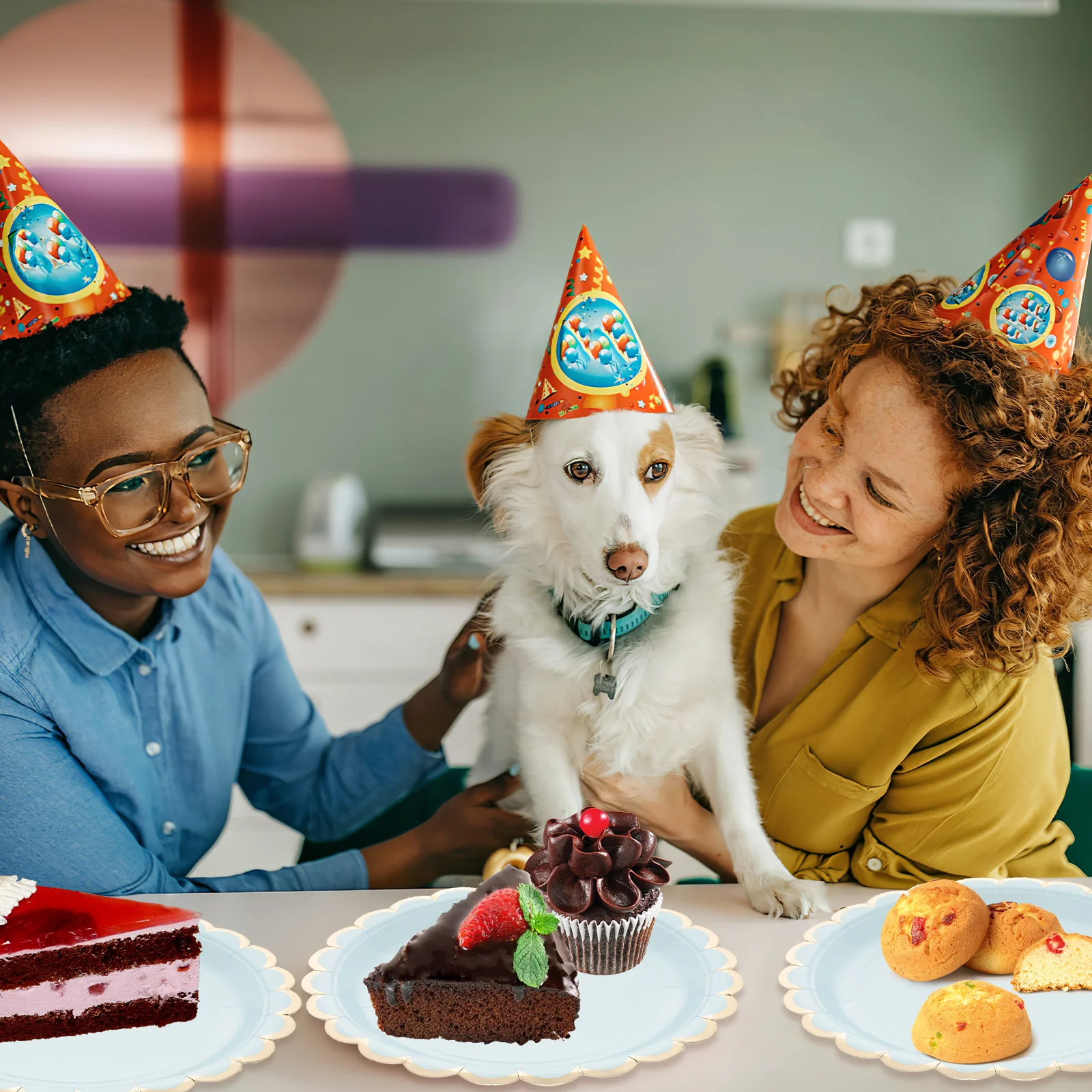 

8Pcs Paper Disposable Tableware Light Blue Round Plates Wavy Gold Edge Hot Stamping for Party Birthday Wedding Festival Supplies