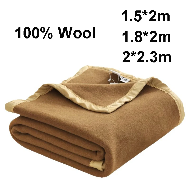 Wool Blankets 100% 1.5*2/1.8*2/2*2.3m Warm Comforter Fleece Blanket For Winter Sping Autumn Dormitory Sofa Camping Wool Blanket