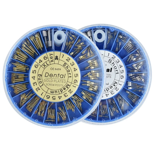 Imagen 1 del producto Poste de tornillo de acero inoxidable Dental, poste de tornillo chapado en oro, 120 Uds., materiales dentales para herramienta de dentista, odontología