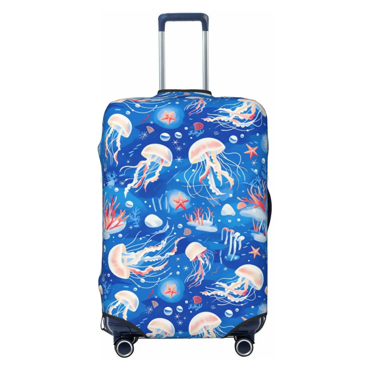 Custom Watercolor Ocean Jellyfish Pattern Luggage Cover Protector Cute Travel Suitcase Covers for 18-32 Inch