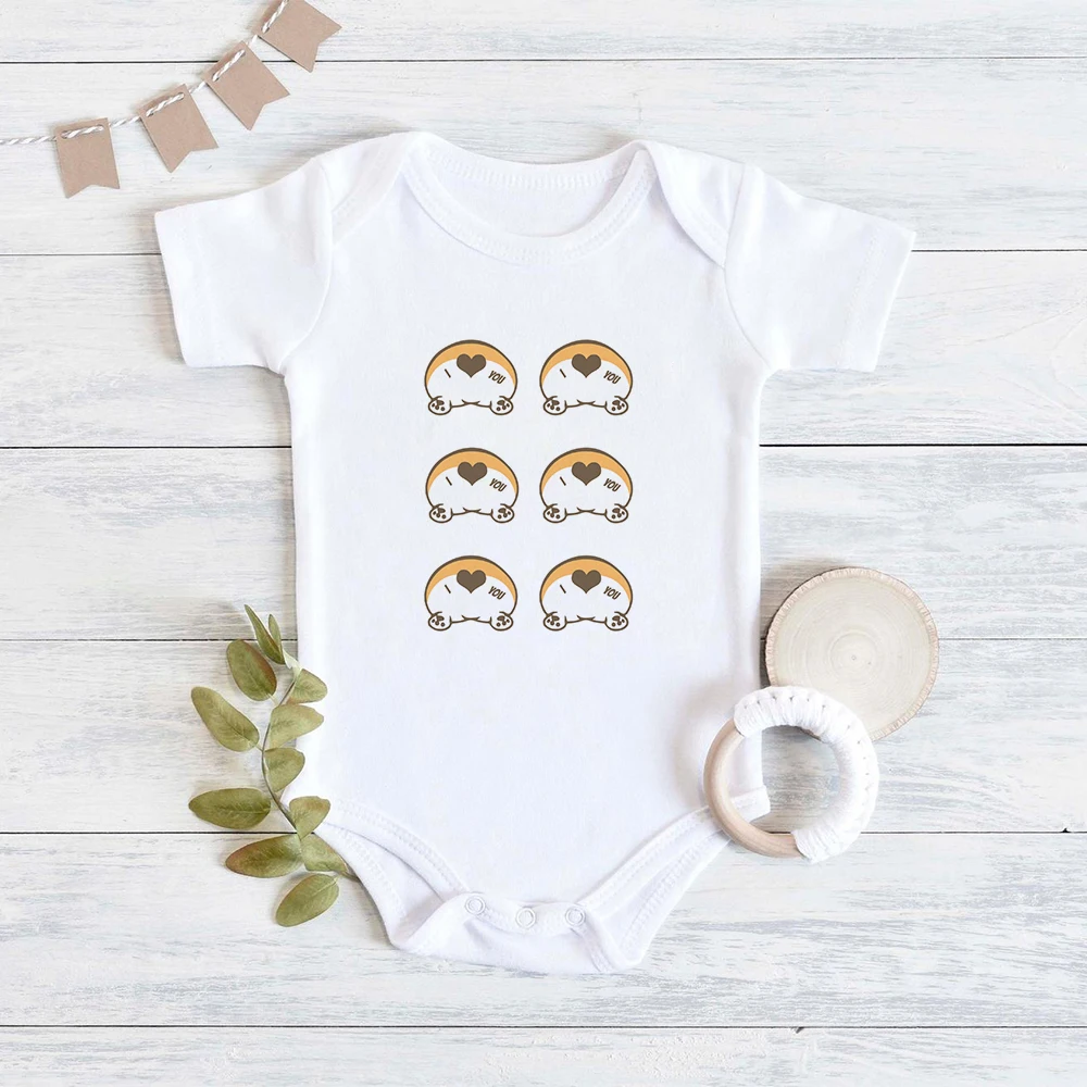 

Kawaii Corgi Butt Funny Baby Girl Clothes Onesies Summer Comfy Home Casual Newborn Boy Bodysuits Fashion Trend Infant Romper