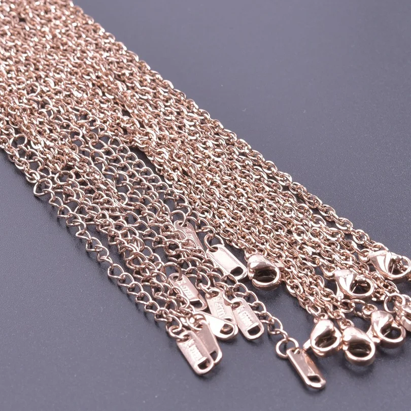 10 Pieces 304 Stainless Steel 2.2mm Wide Chain 40cm Plus 5cm Necklace