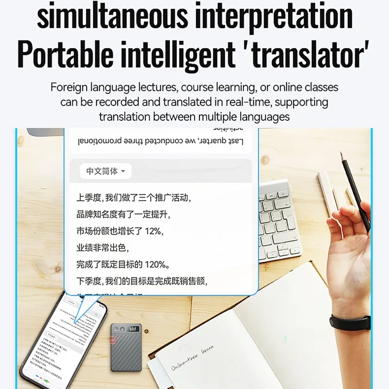 

Диктофон серии A3 с искусственным интеллектом и экраном, интеллектуальный диктофон для заметок с интеллектуальным транскриптом ChatGPT, сумаризация и перевод