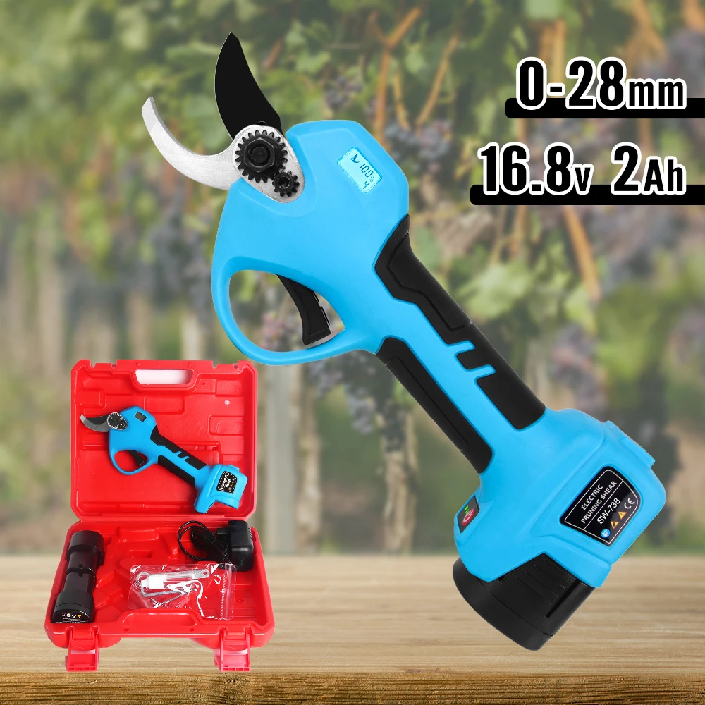 SWANSOFT LED Cordless Electric Pruning Shears 16.8V Garden Cutter Pruning Tools Branches Cutter Rechargeable Lithium Battery