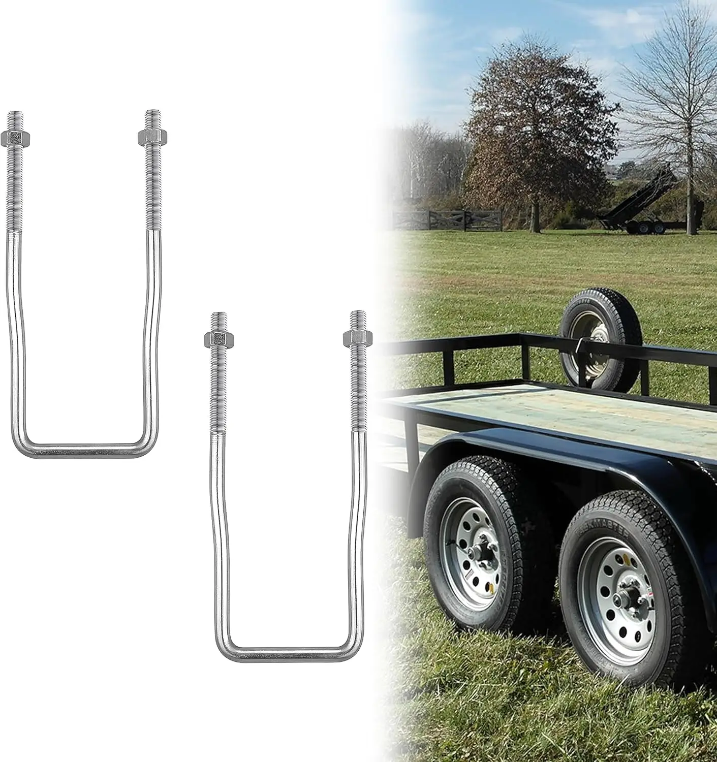 

U-Bolt Spare Tire Carrier Bracket for Trailer Side Mount, Zinc Plated, Fits Ski Boat Fishing Boat Sailboat Trailers, 2 pcs