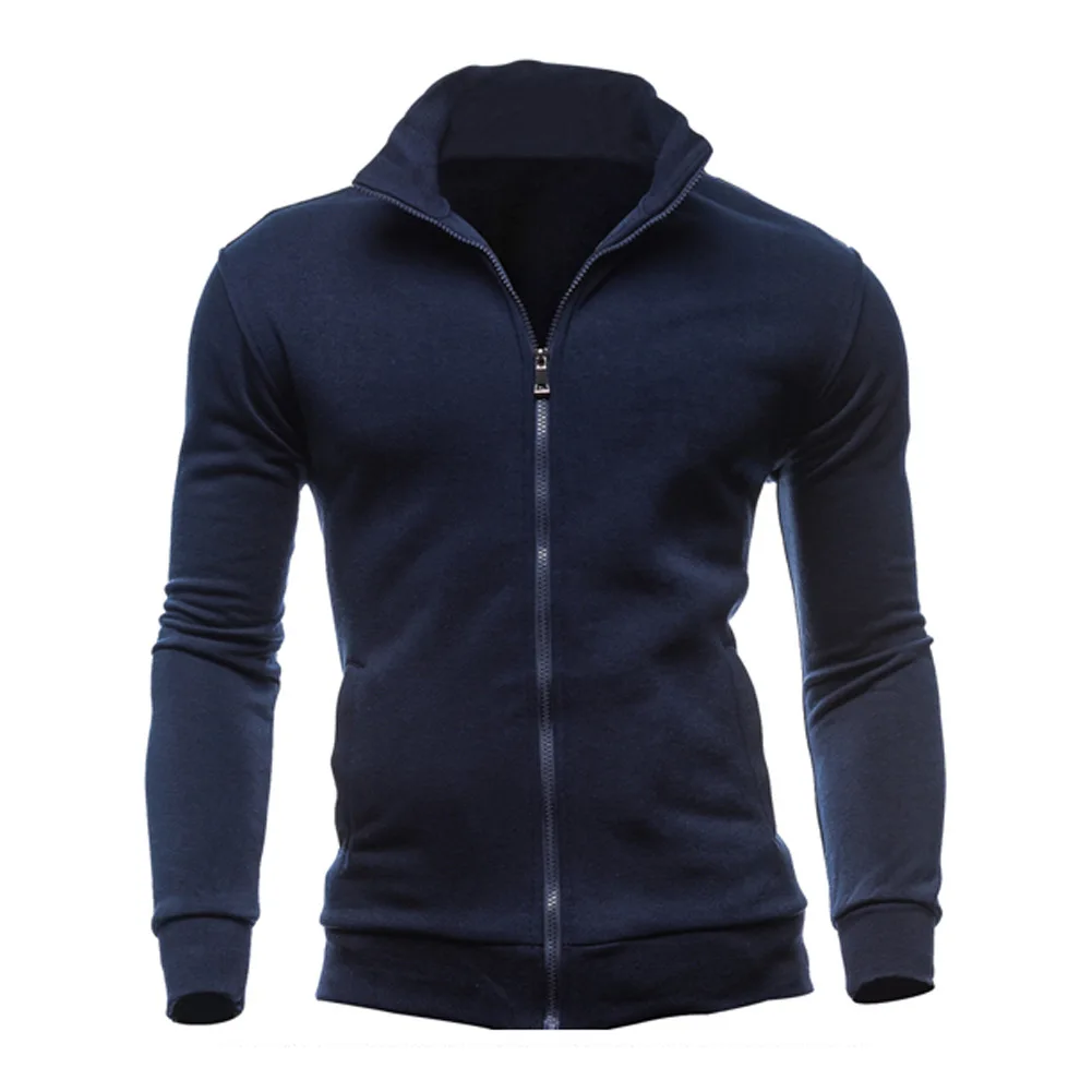 

New Sweater Zipper Stand-up Neck Sweater Jacket Men's Solid Color Cardigan