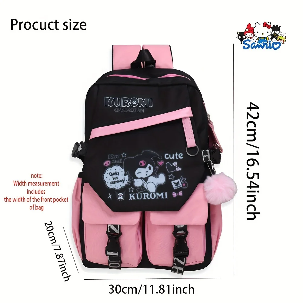 Sanrio Kulomi desenhos animados impresso mochila, Viagem ao ar livre Bag, grande capacidade, 1pc