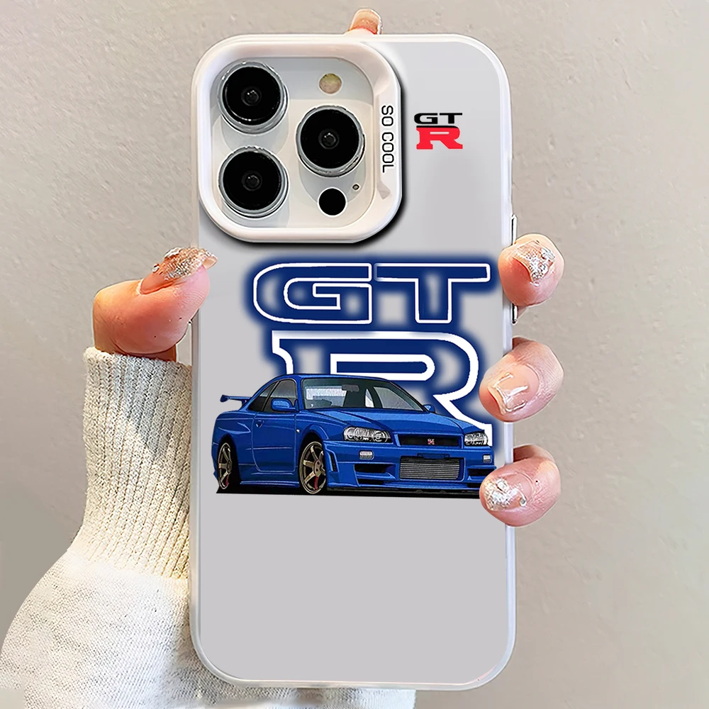 Luksusowe etui na telefon G-GTR Laser Sports Car do iPhone 12 11 13 14 15 16 Max Pro Plus IMD Shockproof Silicone Coque