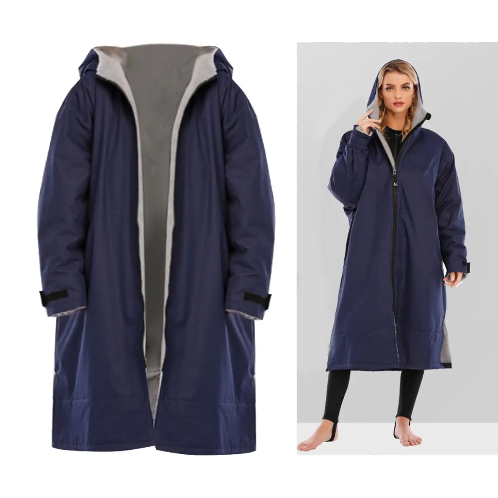 Waterproof Surf Changing Robe Outdoor Coat Lamb Wool Jacket Hooded Cloak