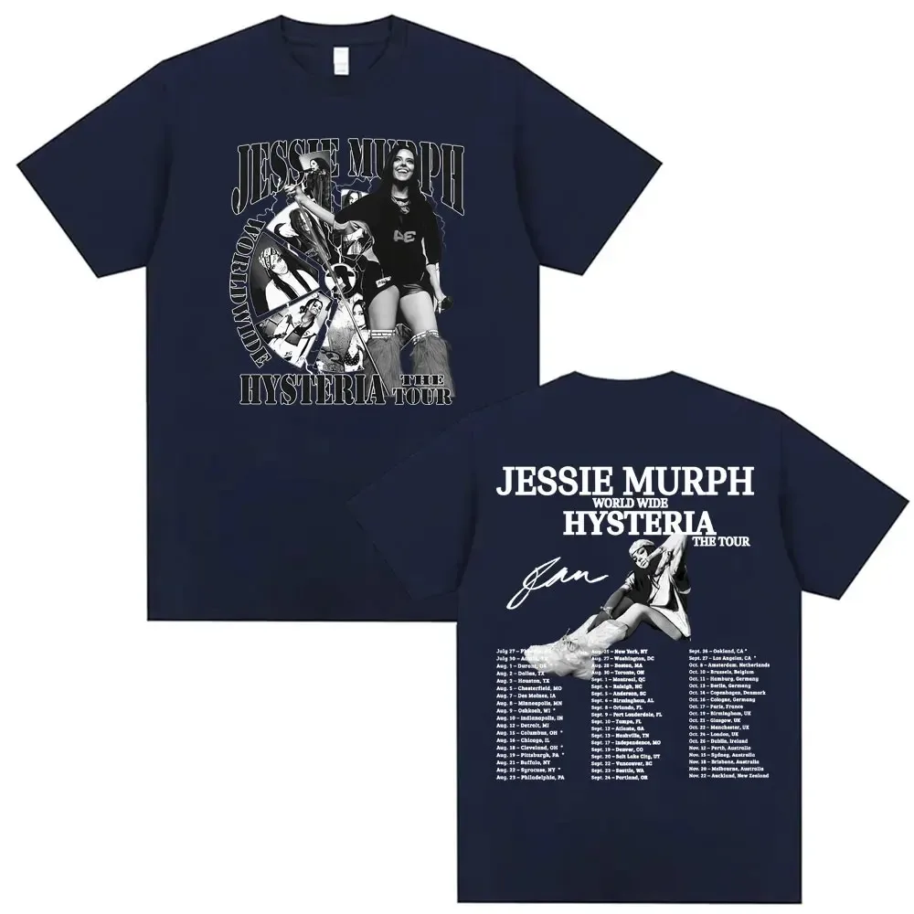 Jessie Murph Worldwide Hysteria Tour Graphic Print T-shirt Music Sad Girl Concert Men Women Oversized Hip Hop High Street TShirt