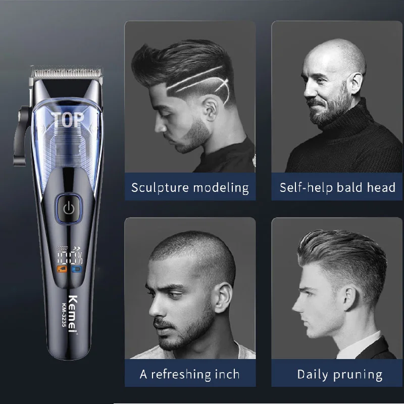 Kemei KM-3235 Professional Hair Clipper Adjustable Hair Trimmer For Men Barber Shop Electric Beard Haircut Machine Rechargeable