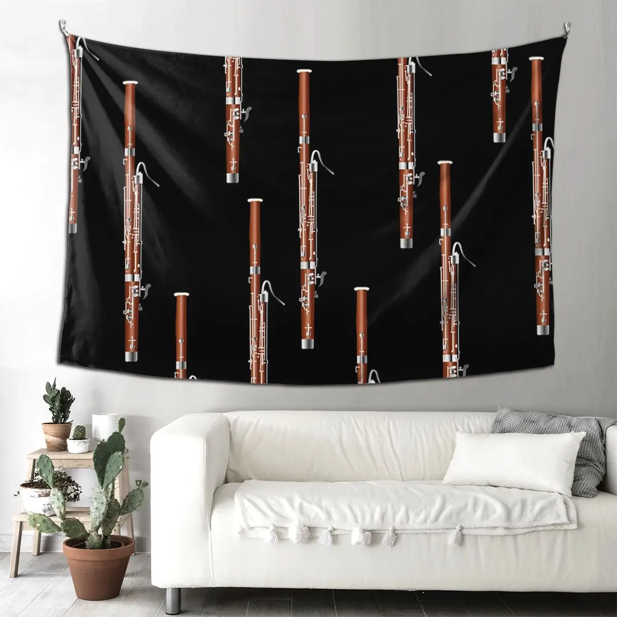

Фагот на черном гобелере, художественный настенный гобелен, эстетическое украшение дома, гобелены для гостиной, спальни, общежития