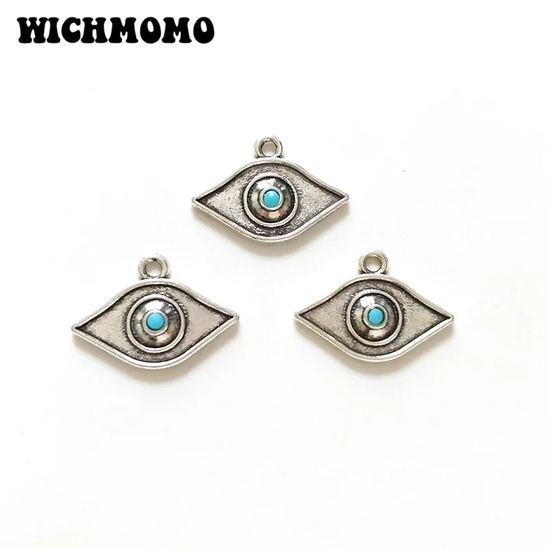 10pieces Retro  Zinc Alloy Blue Stone Inlaid Evil Eyes Charms Bracelets Diy Jewelry Accessories PJ223