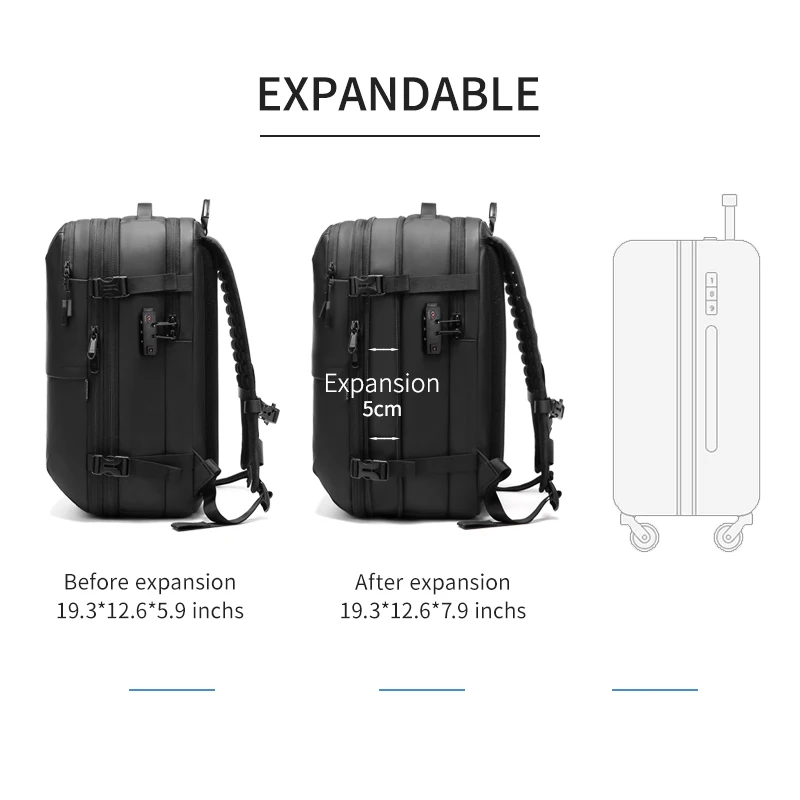 Men Travel Backpack vacuum compression 17 inch Laptop Business Large Capacity school Backpack Expanded outdoors Hiking backpack