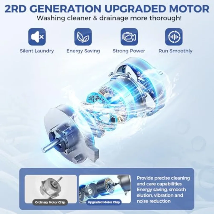 غسالة محمولة بسعة 20 رطل ومجموعة غسالة ومجفف بطول 2.8Cu.ft تتميز بمضخة تصريف وشاشة LED 10 غسيل